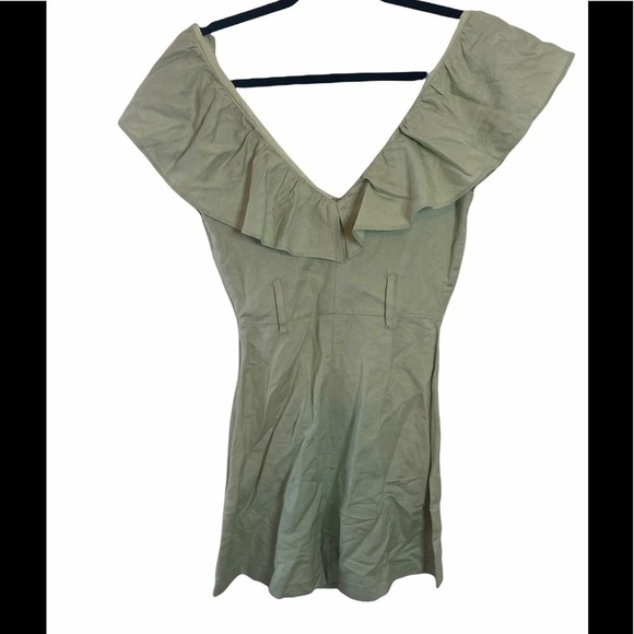 TOPSHOP RIVIERA Mint Linen Blend Frill Romper - Picture 3 of 6